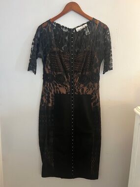 BYRON LARS- black lace detailed dress - sz 6